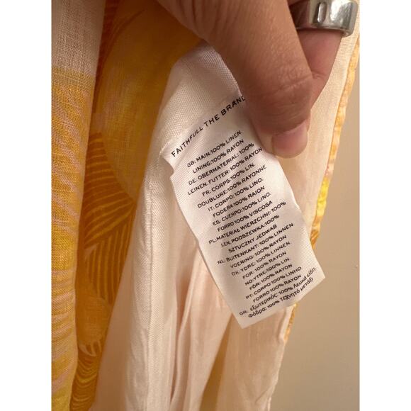 Faithfull The Brand Women Casitas Yellow Floral Wrap Skirt Vacation Resort S - Picture 6 of 7